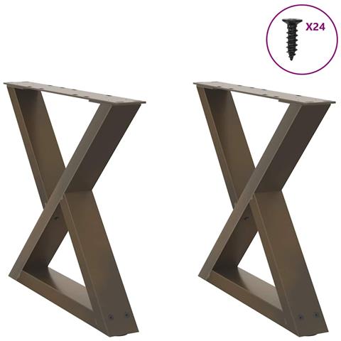 Gambe Per Tavolino 2 Pz Naturale 60x(42-43,3) Cm In Acciaio - Foto 1