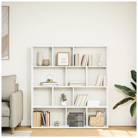 Libreria Bianca 132x29x141,5 Cm In Legno Multistrato - Foto 3