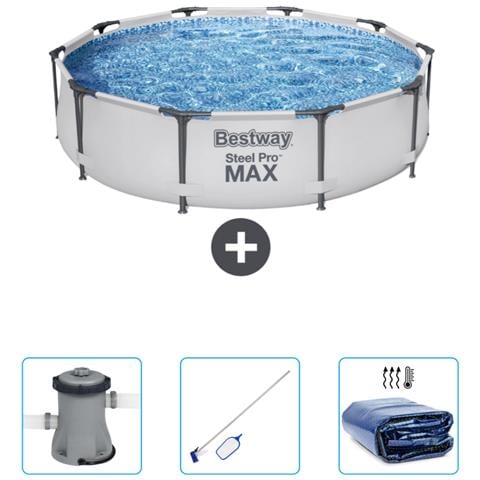 Piscina Fuori Terra - In Giro - 305x76 Cm - Grigio - Include Accessori Coordinati Cb45 - Foto 1