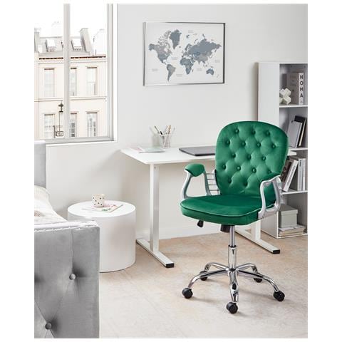 Sedia Da Scrivania Princess Velluto Verde - Foto 1