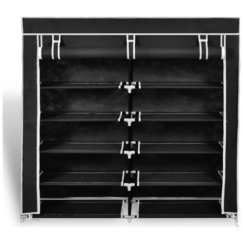 Scarpiera In Tessuto Richiudibile 115 X 28 X 110 Cm Nera - Foto 1