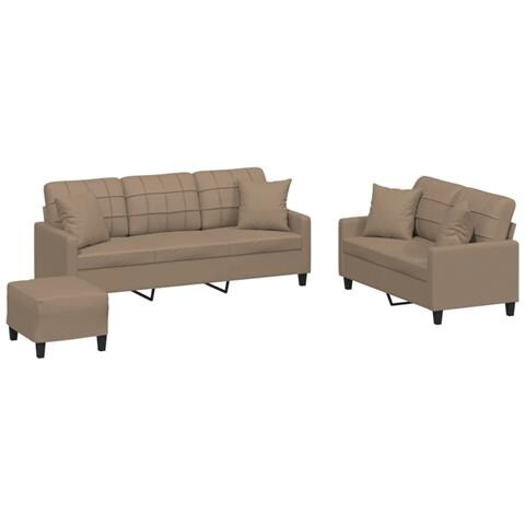 Set di Divani 3 pz con Cuscini Cappuccino in Similpelle - Foto 1