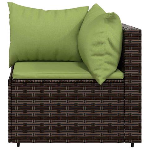 Set Mobili da Giardino 4 pz con Cuscini in Polyrattan Marrone - Foto 9