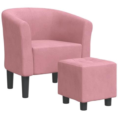 Poltrona Cabriolet con Poggiapiedi Rosa in Velluto - Foto 1