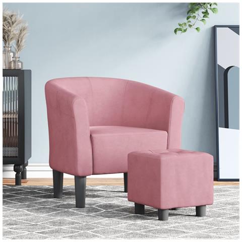 Poltrona Cabriolet con Poggiapiedi Rosa in Velluto - Foto 2