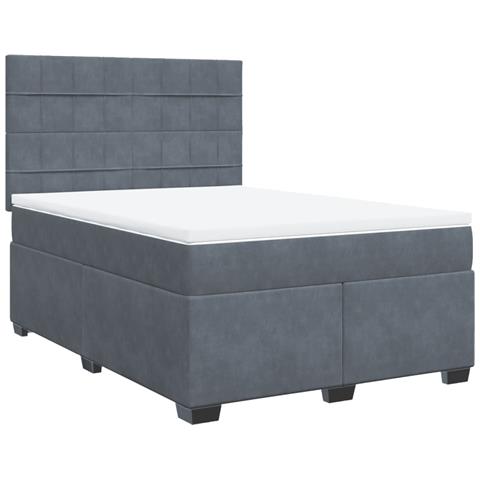 Giroletto a Molle con Materasso Grigio Scuro 140x200 cm Velluto - Foto 1