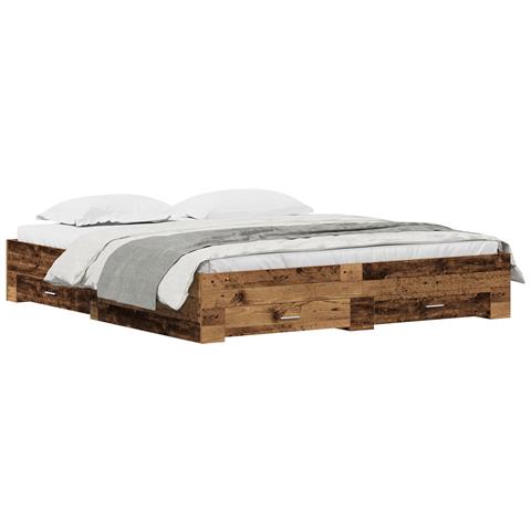 Struttura del letto  con cassetti in legno vecchio 180x200 cm in legno ingegnerizzato - Foto 1