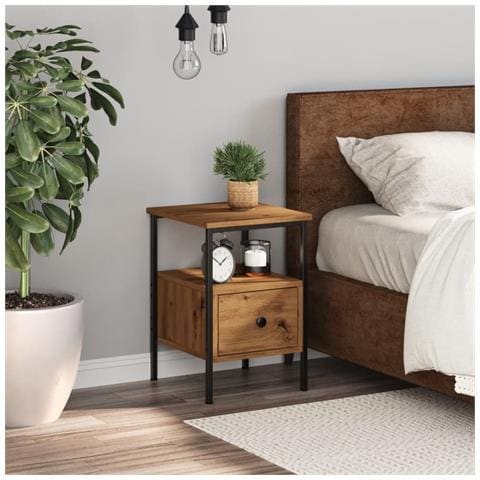 Comodino Rovere Artigianale 34x36x50 cm in Legno Multistrato - Foto 2