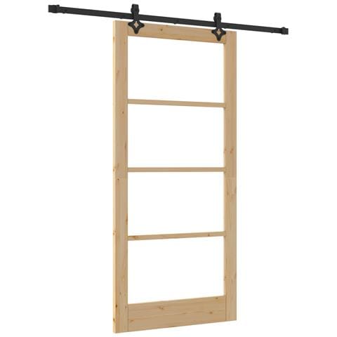 Porta scorrevole  con set di hardware 'ORKDAL'in legno massello e vetro, Porta interna  con vetro 'ORKDAL'93x202x4 cm in legno massello di pino - Foto 1