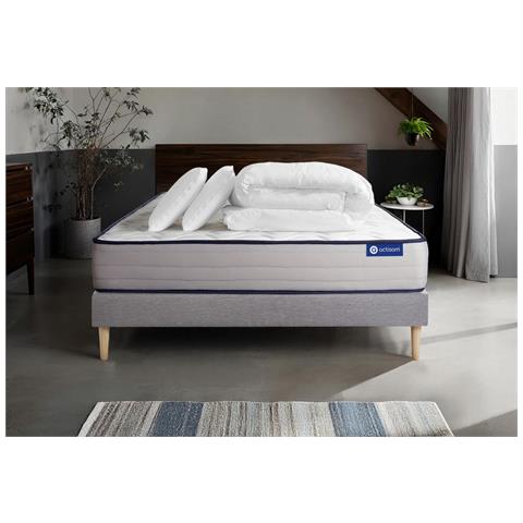 Pacchetto Letto Completo - Materasso 140x190cm + Box Spring Con Doghe (kit) + 2 Cuscini + Piumino - Actimemo Form - Foto 1