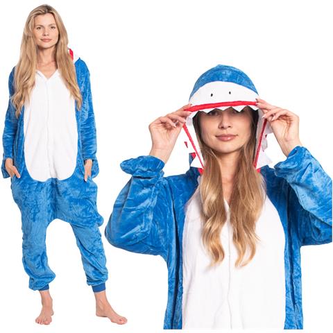 Pigiama Da Donna Tuta Kigurumi Onesie Costume Squalo Blu 165-175 L - Foto 1