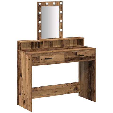 Tavolo da Trucco con Luci LED in Legno Vecchio 100x41x140 cm - Foto 1