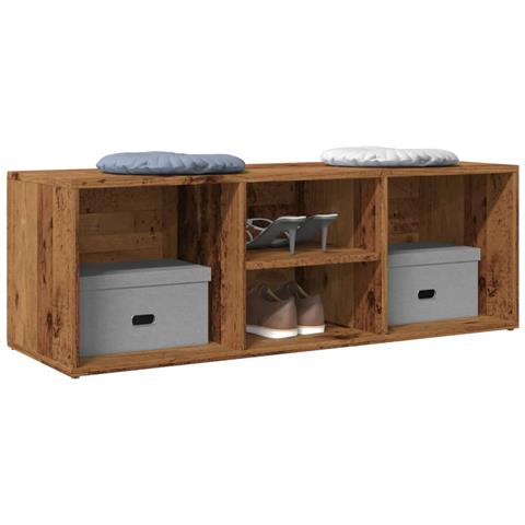 Panchina con Scarpiera Legno Antico 105x35x35 cm in Truciolato - Foto 2