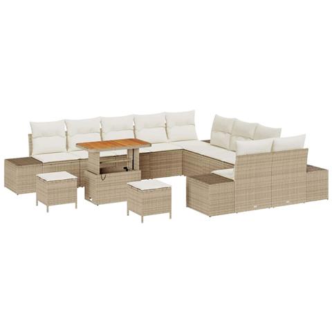 Set Divano da Giardino 13 pcs Beige e Crema 90 x 55 x 71 cm - Foto 1