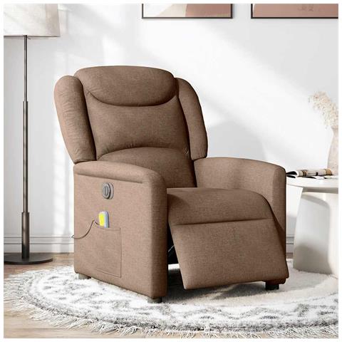 Poltrona Massaggiante Reclinabile Elettrica Marrone in Tessuto - Foto 2