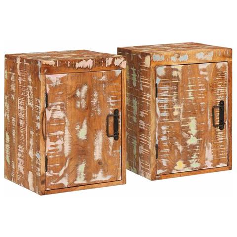 Comodino 2 pcs Marrone 35 x 33 x 48 cm Legno Solido Recuperato - Foto 1