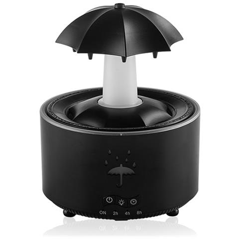 Diffusore Di Aromi A Goccia D'acqua Rotante Con Spina Ue - Umidificatore A Ultrasuoni Con Diffusore Di Oli Essenziali E Luce Led A 7 Colori Black - Foto 1