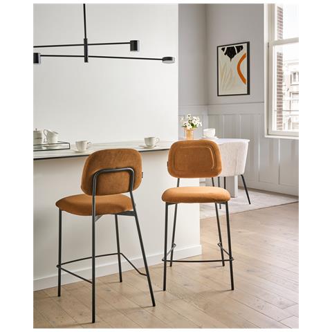 Set Di 2 Sedie Alte Duette Velluto Marrone Dorato - Foto 1