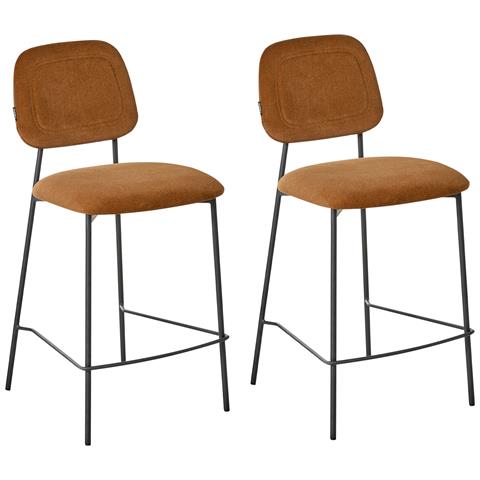 Set Di 2 Sedie Alte Duette Velluto Marrone Dorato - Foto 2