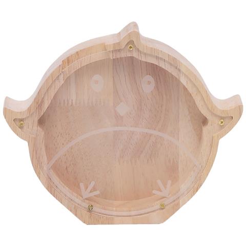 Salvadanaio Legno A Forma Di Testa Di Uccello Con Fronte In Plexiglass, Beige - Foto 1