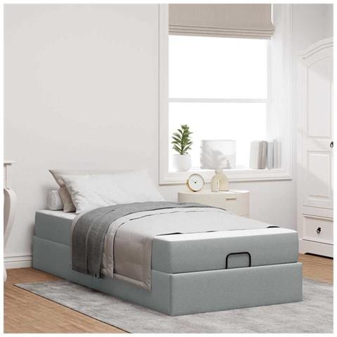 Struttura del letto Grigio chiaro 90 x 190 cm Tessuto - Foto 2