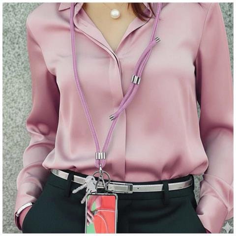 Collarino Da 150 Cm Per Smartphone In Nylon Con Fissaggio Universale, Rosa - Foto 2