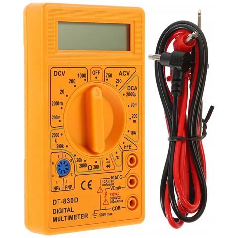 Multimetro Digitale Dt-830d - Display Lcd Hd, Misura Tensione Ac /dc, Corrente, Resistenza | Compatto E Portatile | Uso Universale - Foto 1