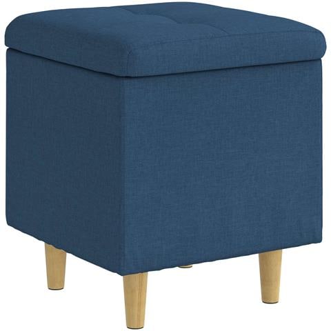 Pouf contenitore con cuscino Blu 40 x 40 x 45 cm Tessuto - Foto 1