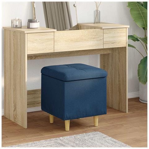 Pouf contenitore con cuscino Blu 40 x 40 x 45 cm Tessuto - Foto 2