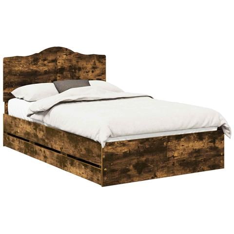 Struttura del letto con cassetto Rovere fumé 120 x 190 cm - Foto 1