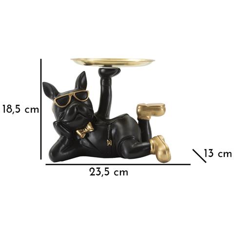 Vassoio Cane 19-nero-poliresina-27x17x18,5 Cm - Foto 8