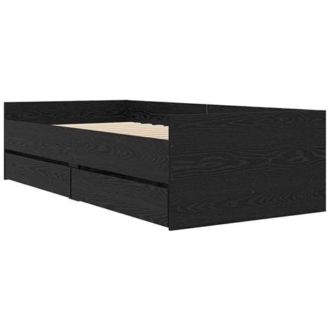 Struttura del letto Rovere Nero 90 x 200 cm Pino massello - Foto 1