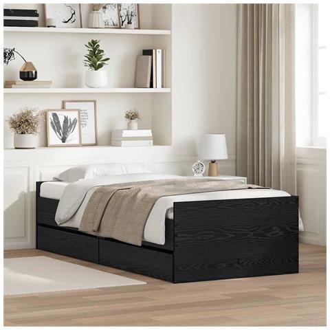 Struttura del letto Rovere Nero 90 x 200 cm Pino massello - Foto 2