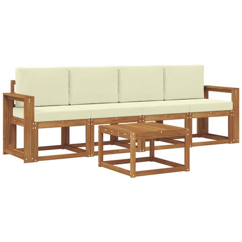 Set di divani da esterno con cuscino 5 pcs Naturale e Crema - Foto 1