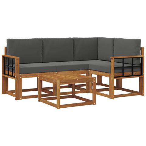 Set di divani da esterno con cuscino 5 pcs Naturale e Antracite - Foto 1