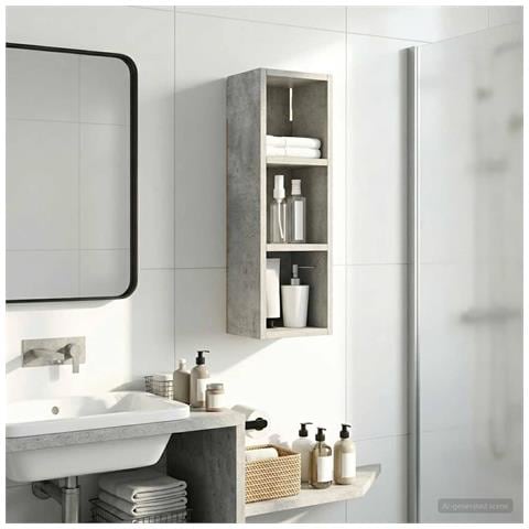 Armadio da bagno a muro Grigio Cemento 20 x 16 x 62,5 cm - Foto 2