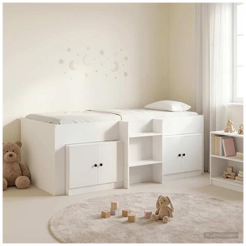 Struttura Letto Loft con Mobile 3 pcs Bianco Legno multistrato - Foto 2