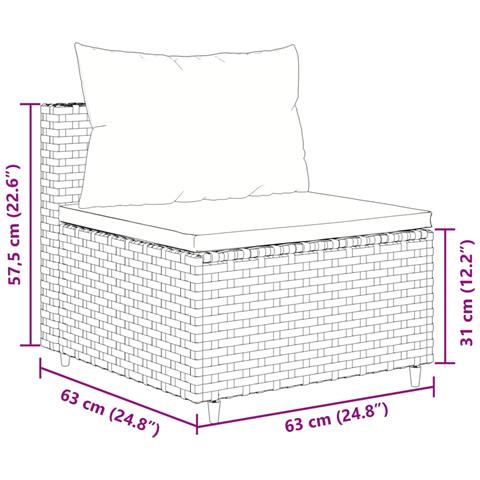 Set Divano da Giardino 10 pz con Cuscini Grigio in Polyrattan - Foto 9
