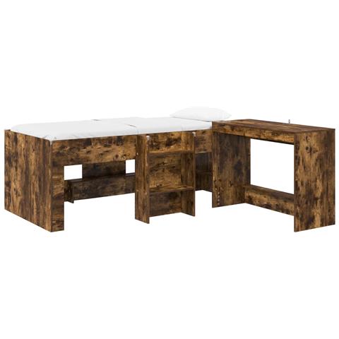 Struttura del Letto con Scrivania 2 pz Rovere Fumo - Foto 1