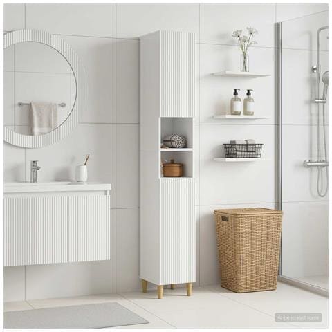 Armadio da Bagno con Ripiano Aperto ARNHEM Bianco Lucido - Foto 2