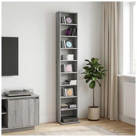 Mobile per CD Sonoma grigio 33 x 23,5 x 175 cm - Foto 2