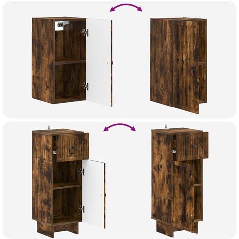 Set di armadietti da bagno in 3 pezzi EDE Rovere Fumo - Foto 2
