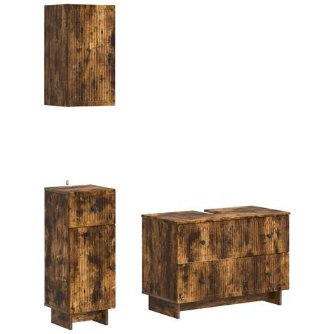 Set di armadietti da bagno in 3 pezzi EDE Rovere Fumo - Foto 1