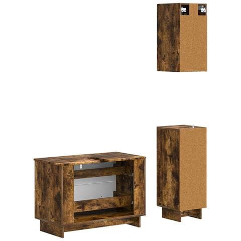 Set di armadietti da bagno in 3 pezzi EDE Rovere Fumo - Foto 10