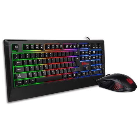 Tastiera Gaming USB Tt eSPORTS Retroilluminata Colore Nero (Layout Tedesco) + Mouse - Foto 2