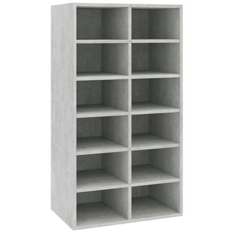 Scarpiera Grigio Cemento 54x34x100,5 cm in Legno Multistrato - Foto 1