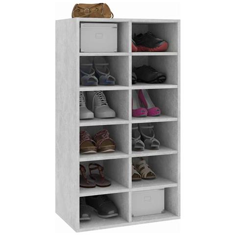 Scarpiera Grigio Cemento 54x34x100,5 cm in Legno Multistrato - Foto 5