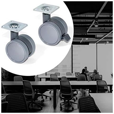 2036421 Set Di 4 Rotelle Pivotanti Grigie Per Mobile Con Piastra Di Assemblaggio E Cuscinetto A Sfere, Diametro 50 Mm, 50mm - Foto 5