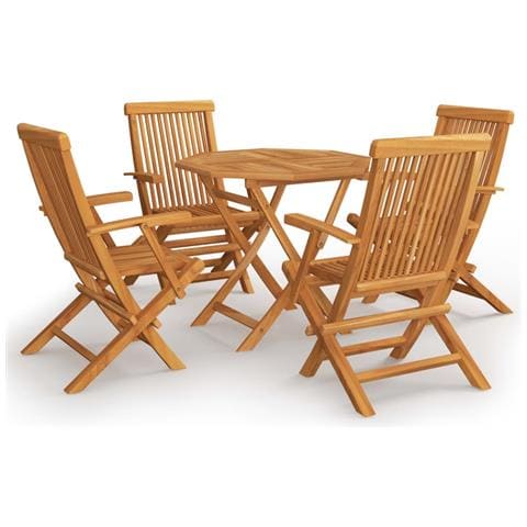 Set da Pranzo da Giardino 5 pz in Legno Massello di Teak - Foto 1