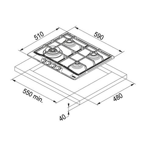 Piano Cottura Trend Line 600 FHTL6043GTCXSC a Gas 4 Fuochi Gas Colore Acciaio Inox - Foto 2